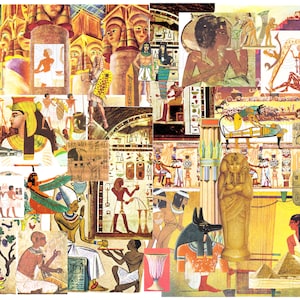 Ancient Egypt digital collage kit - vintage illustrations of pyramids, pharaohs, hieroglyphs and more for School Projects, Junk Journal, etc