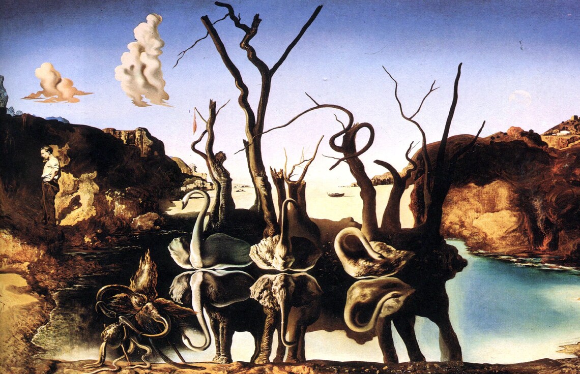 Salvador Dali Print Swans Reflecting Elephants Picture Etsy