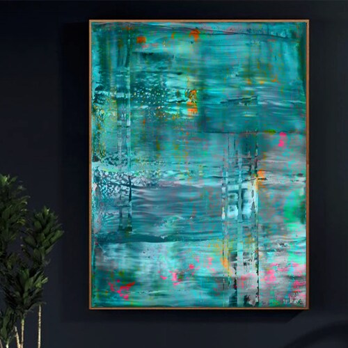 Blue Abstract Art Blue Wall Decor Large Canvas Print Office Etsy