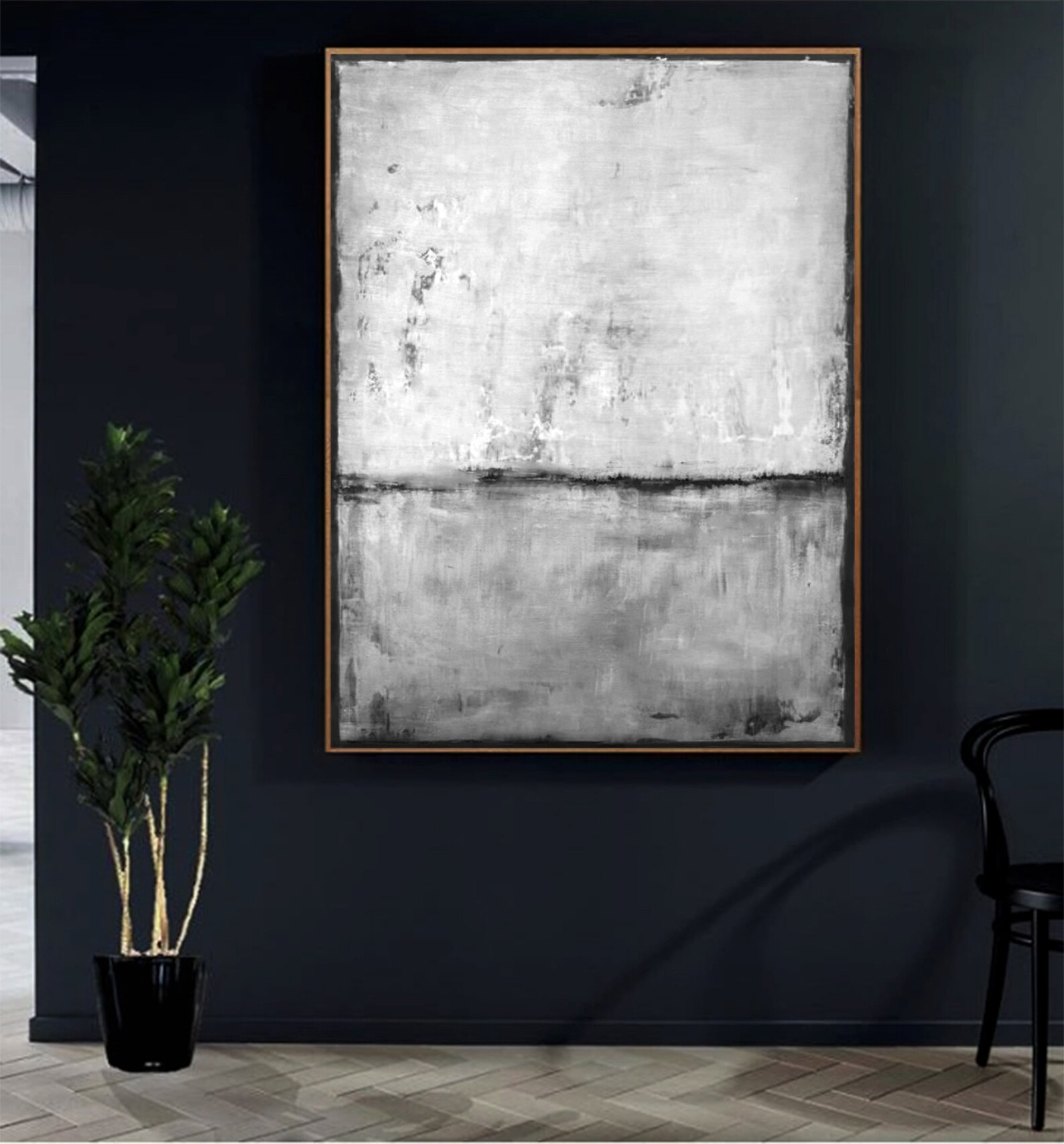 Grey Silver White Painting Large Painting on Canvas Modern Etsy