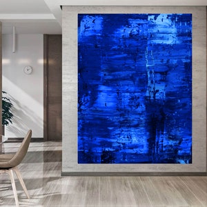 Blue Abstract Painting, Yves Kliein art painting, Monochrome blue painting, Homage to Yves klein, Extra Large canvas print, Blue Minimal art