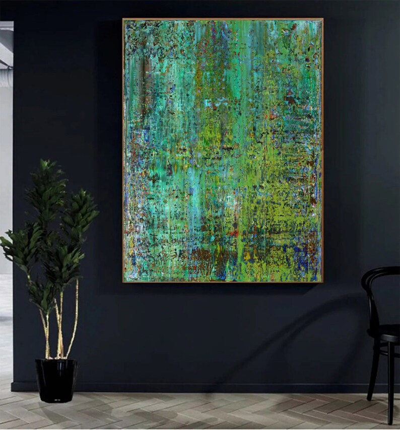 Green Abstract Painting, Gerhard Richter art painting, Green Abstract ...