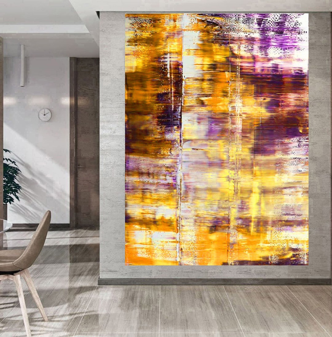 Yellow Abstract Painting, Gerhard Richter Art Painting, Yellow Abstract