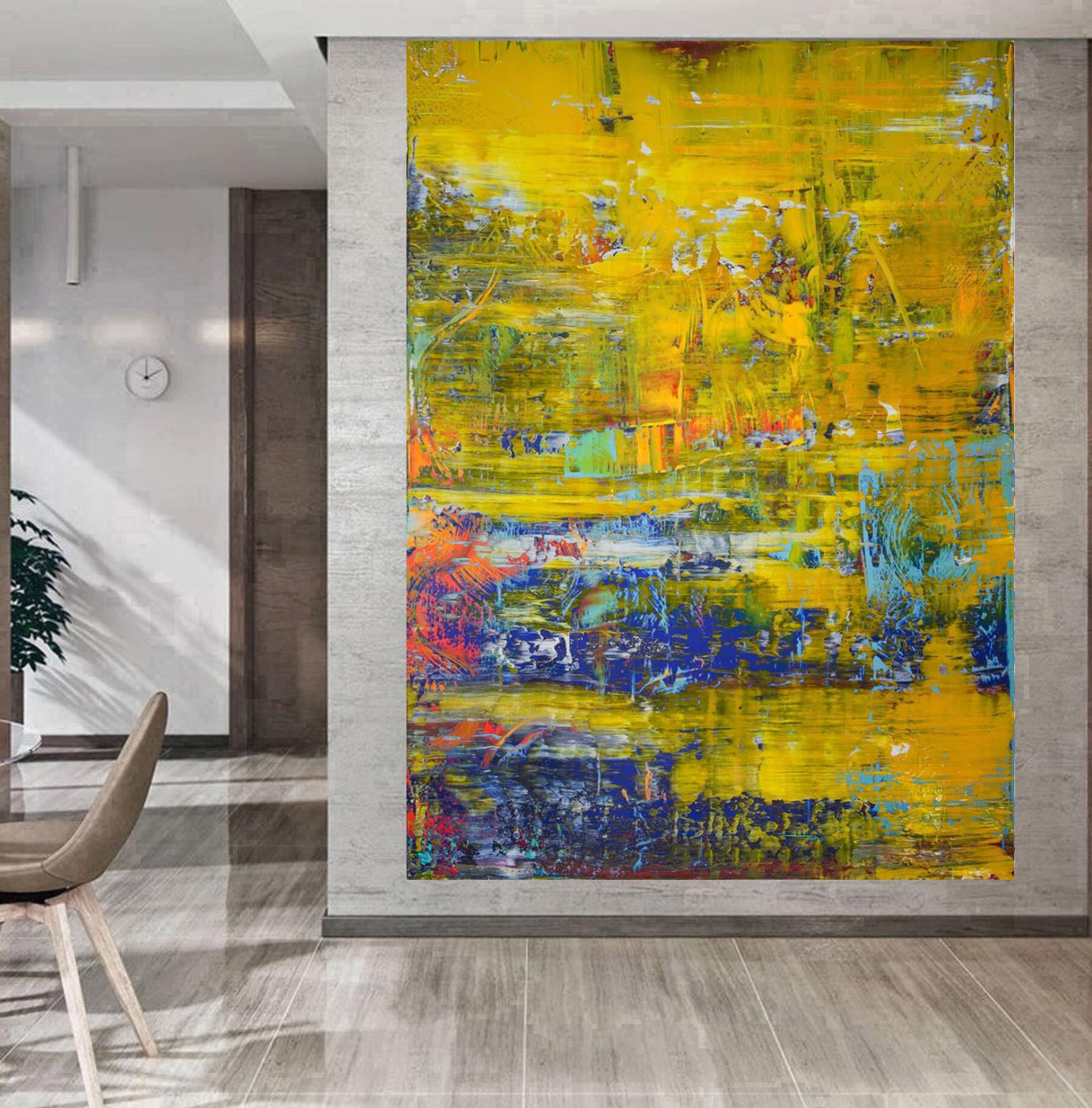 Huge Abstract Paintig Richter Art Painting Yellow Abstract Etsy.de