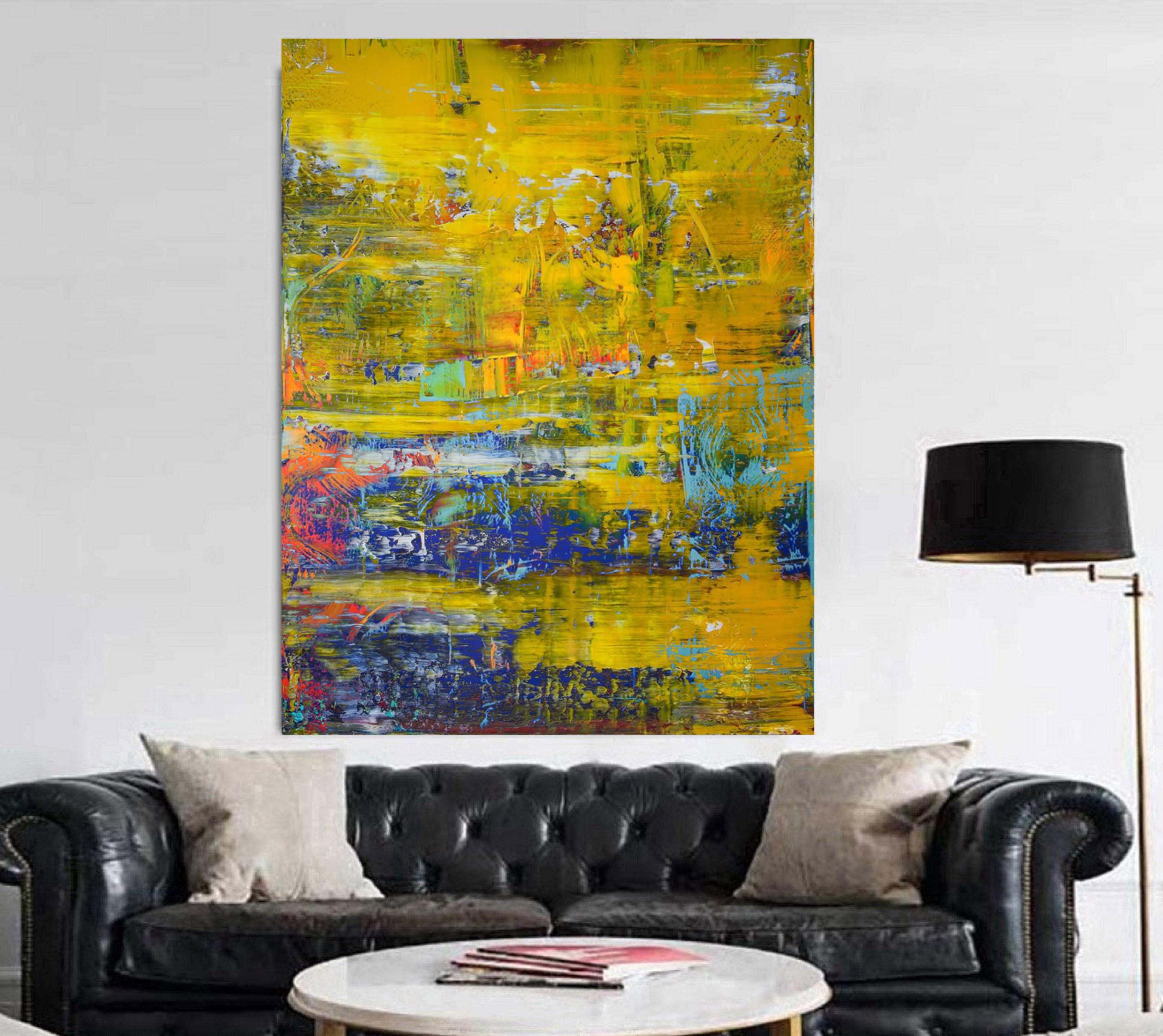 Huge Abstract Paintig Richter Art Painting Yellow Abstract Etsy.de