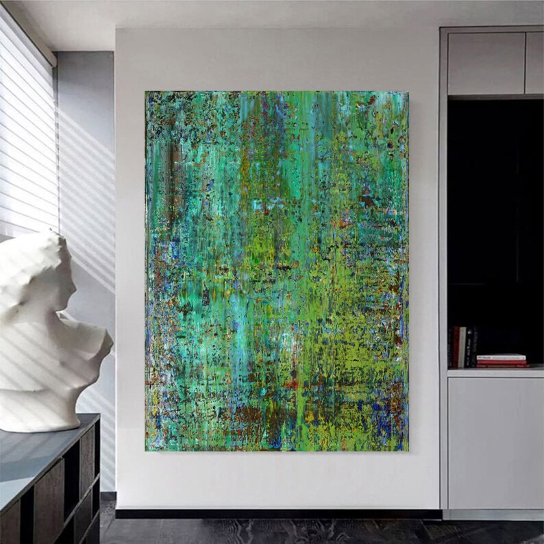Green Abstract Painting, Gerhard Richter art painting, Green Abstract ...