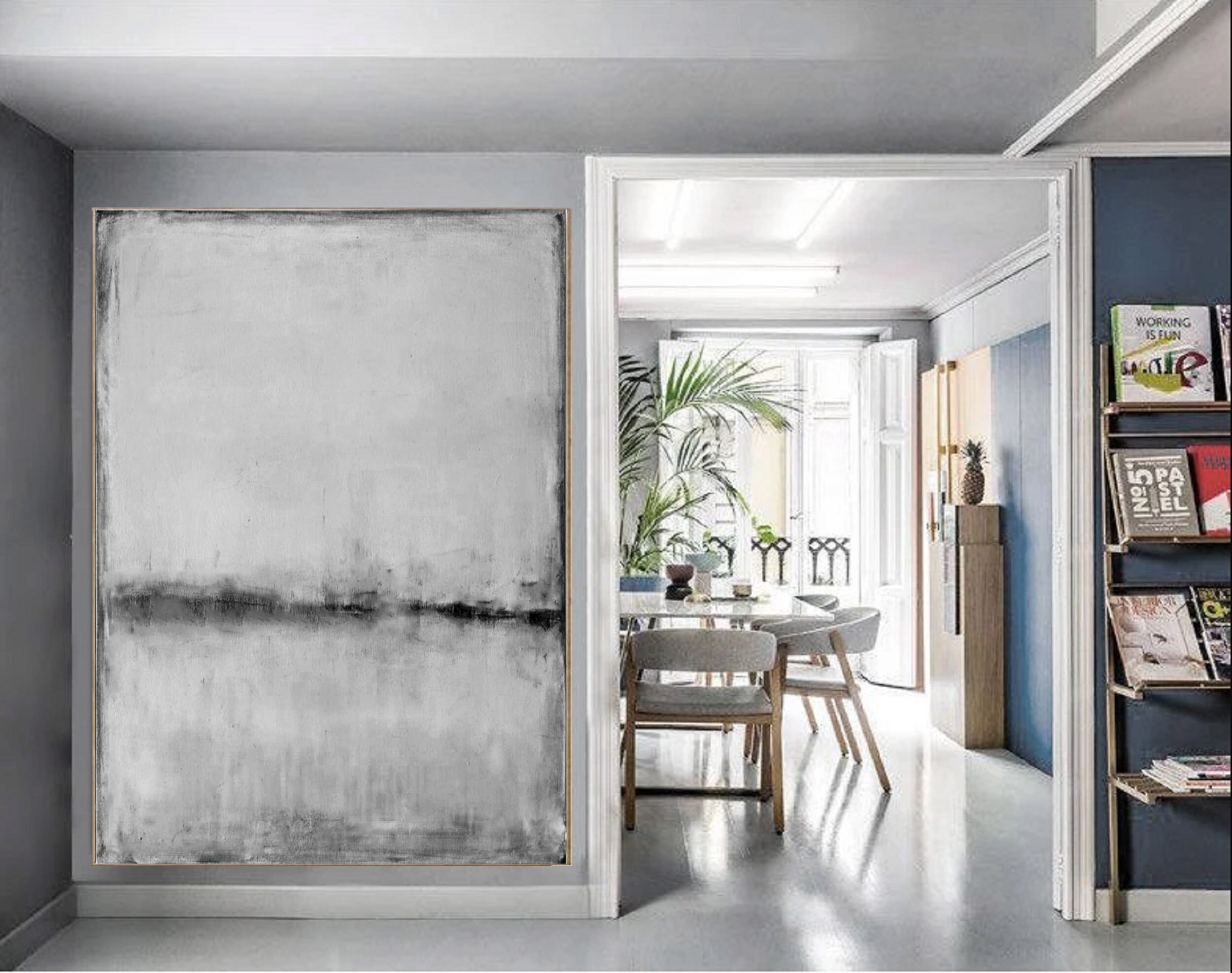 Grey White abstract art Original Painting on Canvas Etsy