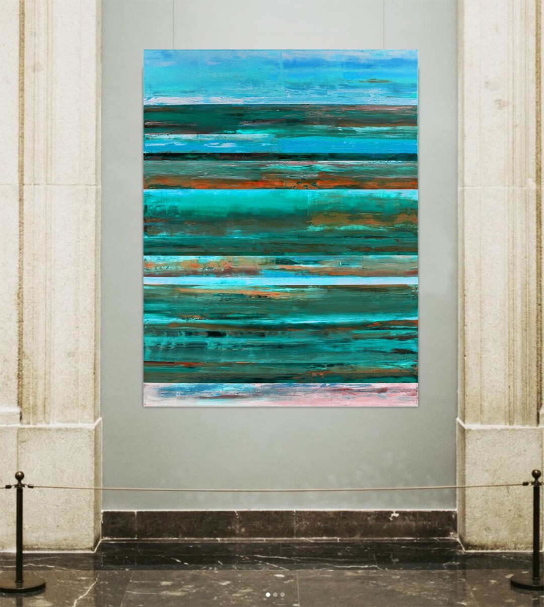 Blue Abstract Painting Blue Abstract Art Print Seascape Wall Etsy