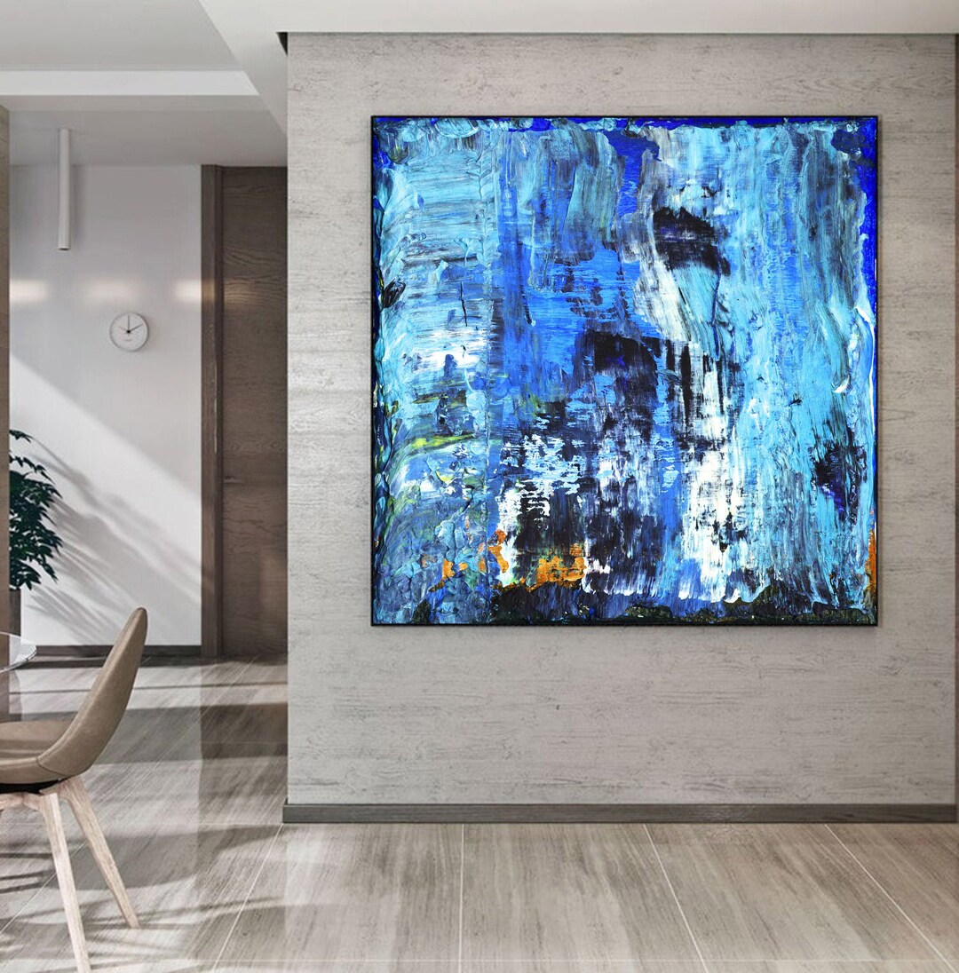 Blue Abstract Art Print, Blue Wall Decor, Blue Abstract Art, Large Canvas Print, Office Picture