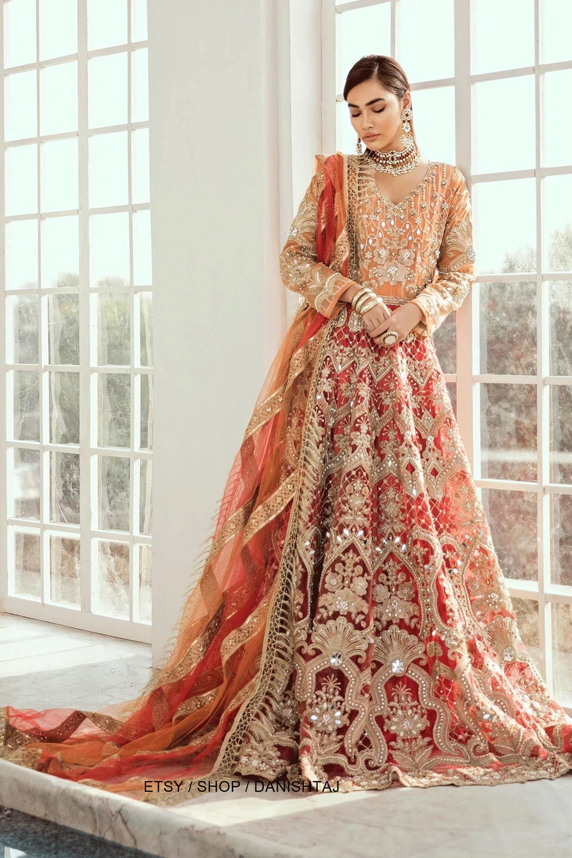 Pakistani and Indian Bridal Red dress for waleema designer image 4