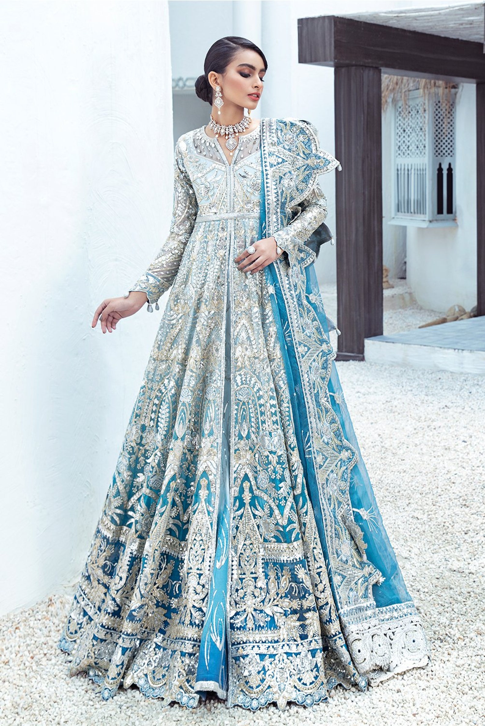 Luxury Bridal Pakistani Dress Blue Indian Anarkali Wedding Etsy | Free ...