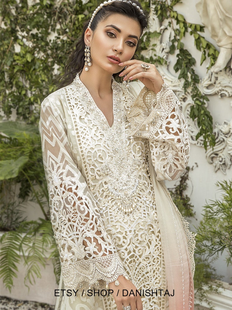 Pakistani dress chikankari luxury dress with all over and embroidery Indian Desi bridal and wedding outfit partywear.