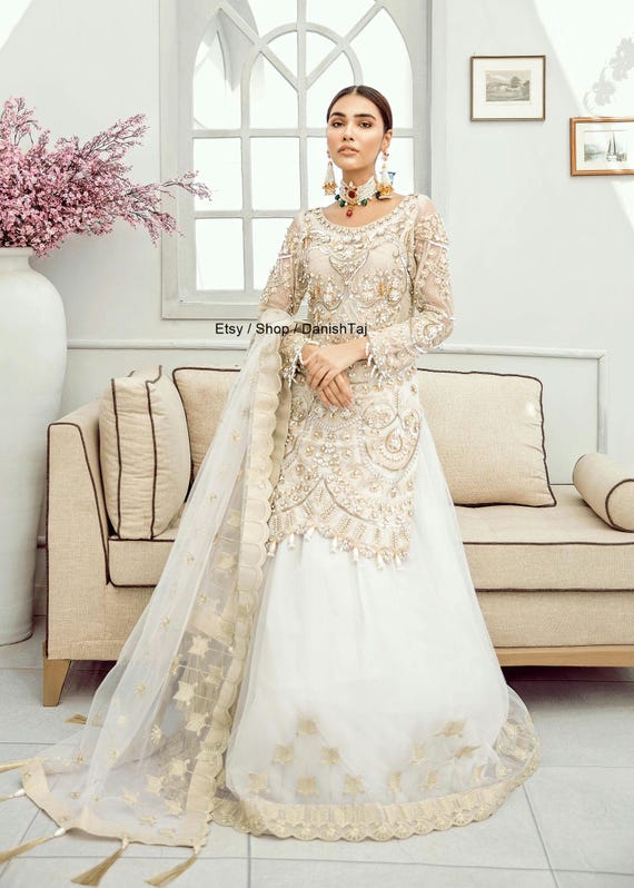 Pakistani Bridal Lehenga Dress for Brides, Indian Wedding Party Dresses,  Bengali Lehenga Choli and Punjabi White Outfit. - Etsy Norway