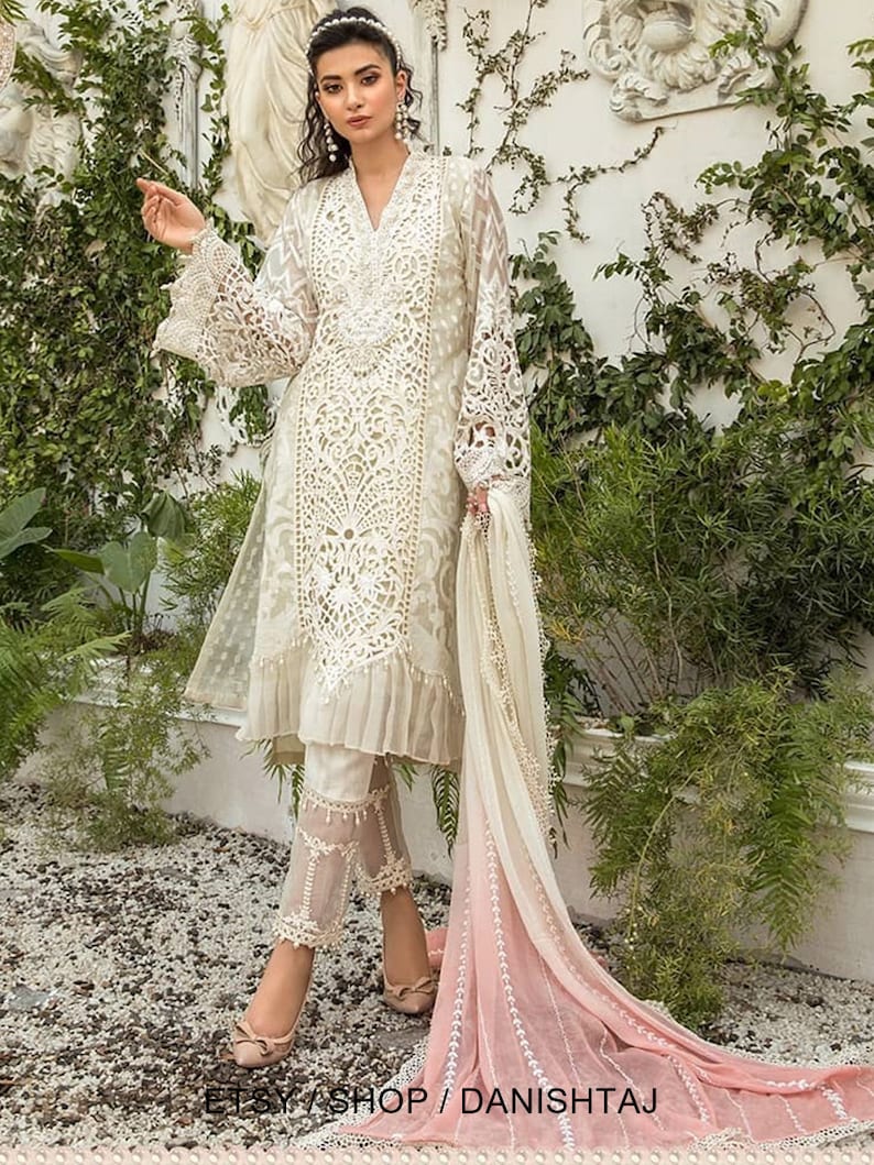 Pakistani dress chikankari luxury dress with all over and embroidery Indian Desi bridal and wedding outfit partywear.