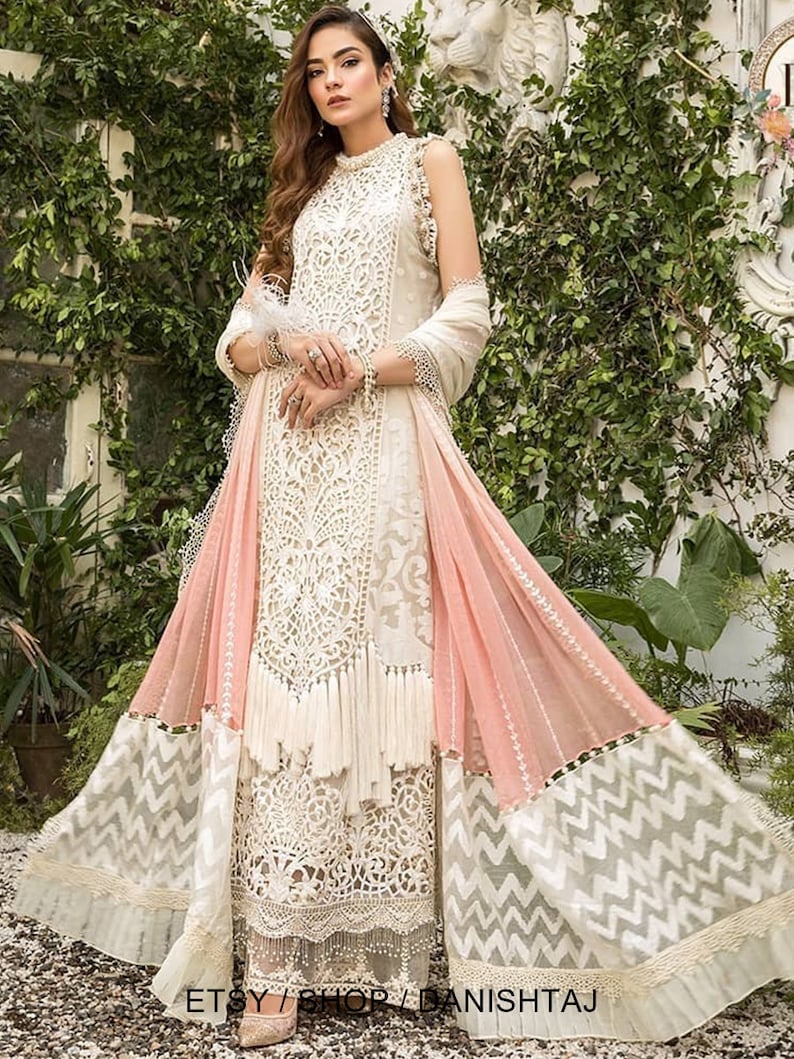 Pakistani dress chikankari luxury dress with all over and embroidery Indian Desi bridal and wedding outfit partywear.