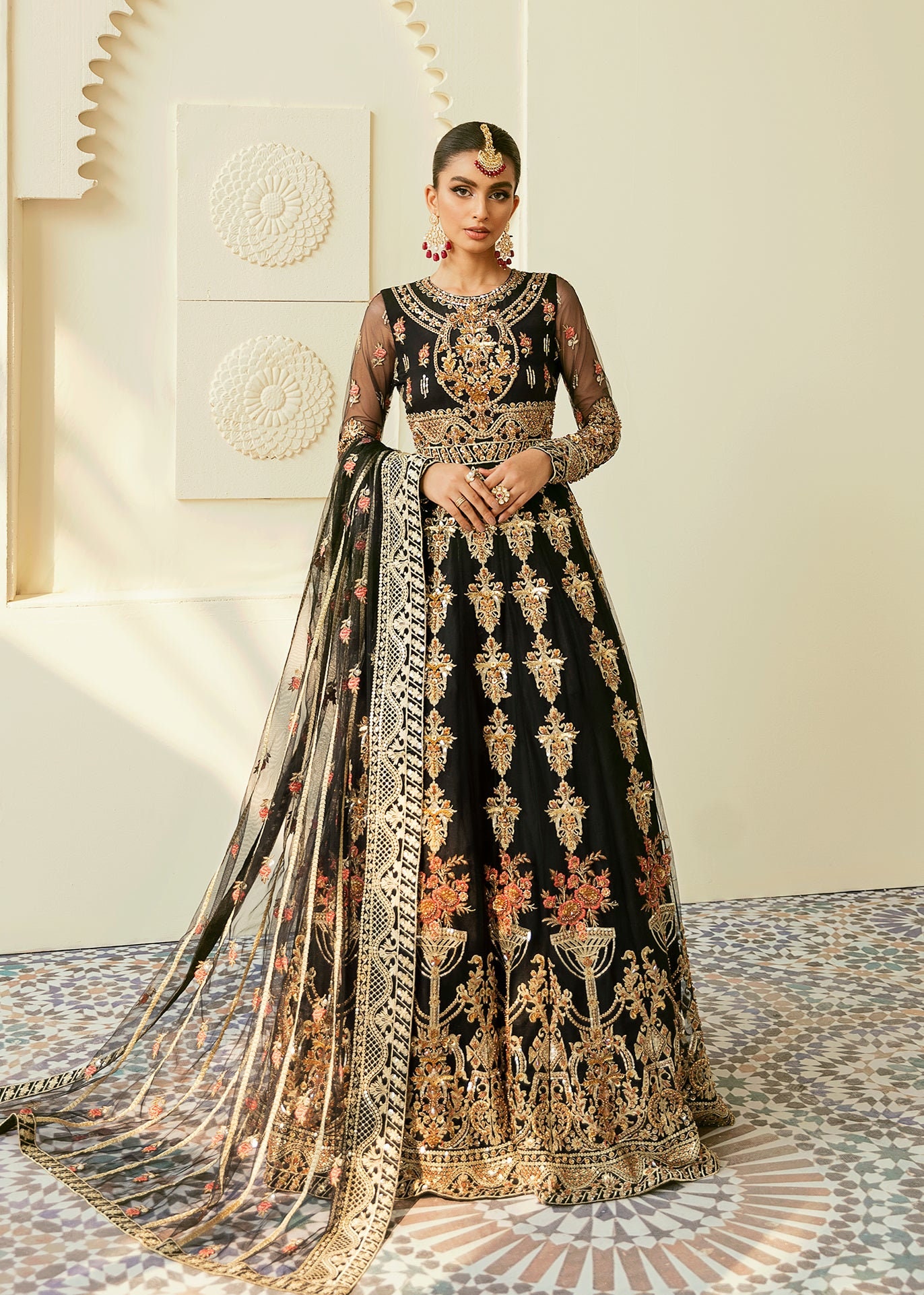 Black and Gold Pakistani Embroidered Bridal Dress Desi Indian Maxi Frock Wedding Party Wear Punjabi Eid Dress Etsy