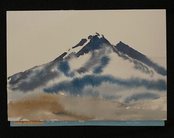 Original watercolour painting of Mount Erciyes - the mountain my mom loves the most - present for mothers' day (acquarello, suluboya)