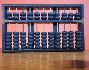 VTG Abacus Lotus Flower Brand Hand Made Wood With Brackets 11 Rows 77 Beads PRG