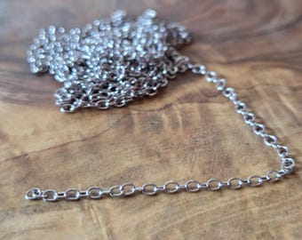 52" (4.33 ft) Sterling Silver Oxidized Round Link Cable Necklace Chain Unfinished