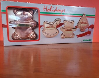 Vintage Himark Christmas Copper Cookie Cutters Set Of 3 Made In Portugal in Box