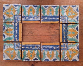 10 antieke Harry Hicks Hispano Moresque complete boarder lijsttegels LA CA