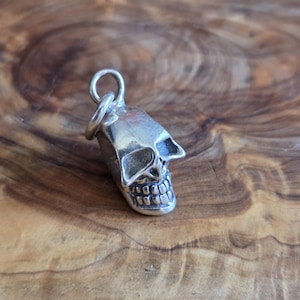 Sterling Silber .925 3D Schädel Skelett Anhänger Charme Goth Punk Oxidiert 8 Gramm