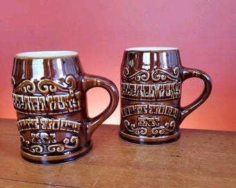 2 Vtg Clearman's North Woods Inn 1960's Beer Stein Tea coffee Mug Hall USA