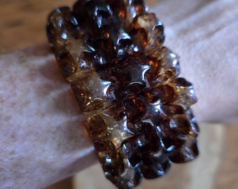 7 3/4" Strand Rectangle Natural Amber Stones 2mm Hole 2 Strand Holes Stars (17 beads)