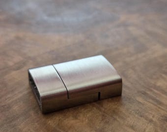 1 Pc 23mm x 15.5mm Stainless Steel Magnetic Rectangle Bracelet Clasp For Flat Leather Flat Suede