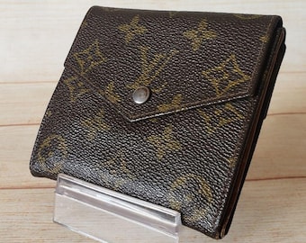 Louis Vuitton Vintage Elise 1985 Monogram Trifold Compact Snap Wallet Brown