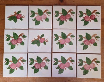 12 Franziskaner 1980 Keramikfliesen Red Apple Handbemalte Backsplash Home 6 "x6"