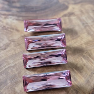24x8 mm Swarovski Crystal Faceted Rectangle Cabochon in Light Rose 4 Pcs