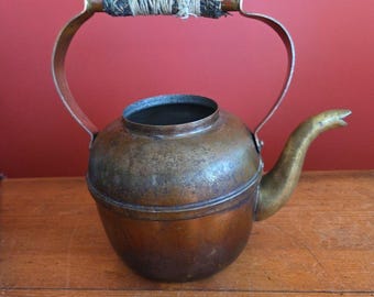 Vintage PIERRE VERGNES Copper Tea Pot Kettle Tinned France Missing Lid