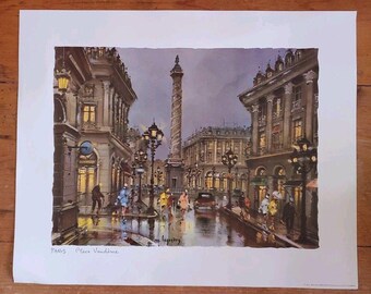 Vintage Maurice Legendre Place Vendome Lithograph 1970 By Krisarts Paris France