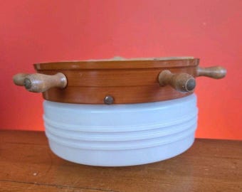 Vtg Glass Ships Wheel Ceiling Light Fixture Nautical  8.5" 2 Sockets UNTESTED