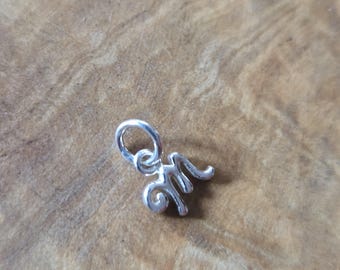 Sterling Silver .925 Initial Letter M Necklace Pendant Bracelet Charm Soldered Closed Jump Ring 1 Pc