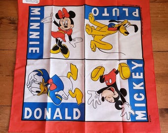 Vintage Disney Mickey Mouse Bandana Hav-A-Hank Bandana Minnie Pluto Donald