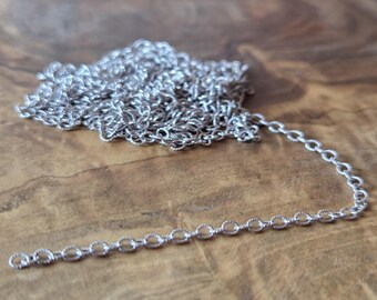 62" (5.16 ft) Sterling Silver Oxidized Textured Round Link Cable Necklace Chain Unfinished