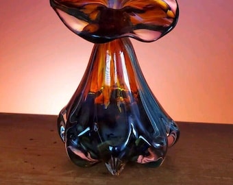 Philbin Hand Blown Glass Pinched Floret Mini Vase Signed Philbin 2000 Vtg Y2k