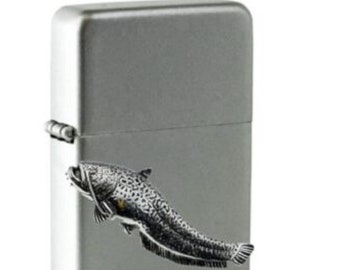 Pewter wells Cat fish on a windproof Flip Top Petrol star brand Lighter Refillable codef46 silver black red gold green colour choice