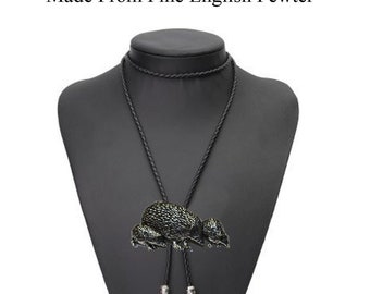 Pewter Hedgehog family Necklace Western Cowboy Necktie Bola Bolo Tie codea46 unisex line dancing cowboy Wild West