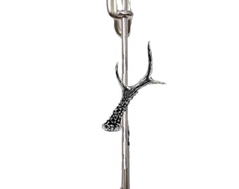 Roe Antler on a 3 7.5cm Kilt Pin Scarf Brooch with English Pewter Emblem or Stunning stick pin with end connector refa56