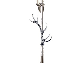 Roe Antler on a 3 7.5cm Kilt Pin Scarf Brooch with English Pewter Emblem or Stunning stick pin with end connector refa56