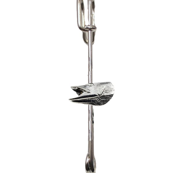 Pike's Head on a 3" 7.5cm Kilt Pin Scarf / Brooch with English Pewter Emblem or Stunning stick pin with  connector codef21