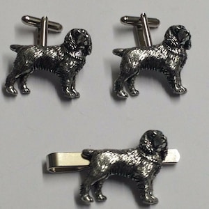 spaniel  made from fine English pewter cuff link or tie slide or the set or stick pin code d5 dog