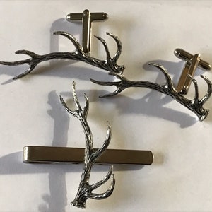 Red Stag Antler  made from fine English pewter cuff link or tie slide or the set or stick pin codea58