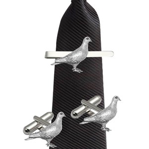 Pigeon made from fine English pewter cuff link or tie slide or the set or stick pin code  codeppb04
