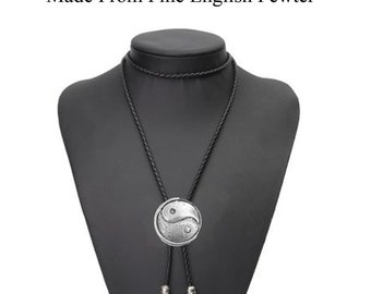 Pewter Yin en Yang 1 Ketting Western Cowboy Necktie Bola Bolo Tie code ppg66 unisex lijn dansen cowboy Wild West