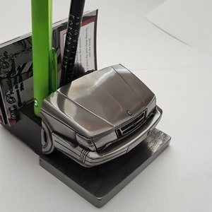 Sab 900 Pewter Effect Auto Visitenkarten & STIFT Stiftehalter NEU Handmade In Sheffield