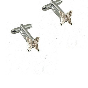 Butterfly  made from fine English pewter cuff link or tie slide or the set or stick pin coder236